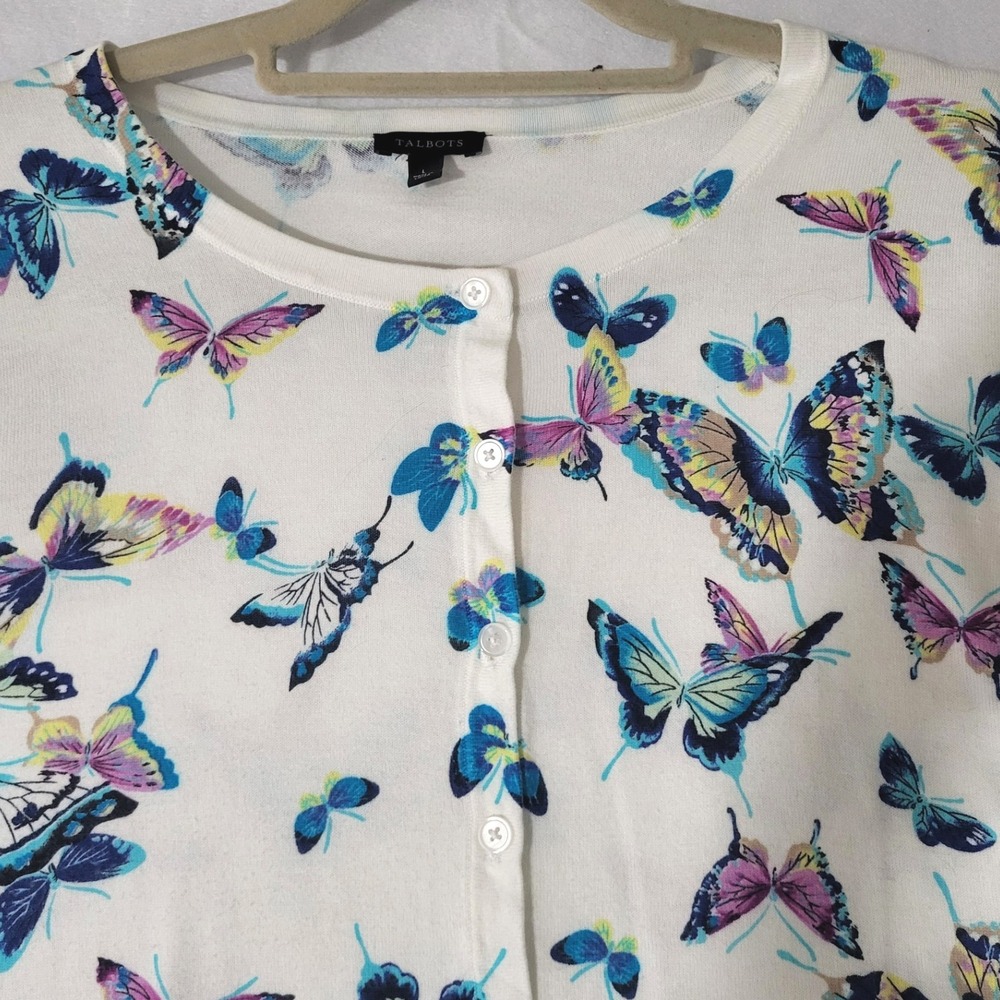 Talbots Butterfly Cardigan Sweater Womens XL Button Knit Top Cottagecore Fairy - Picture 7 of 10